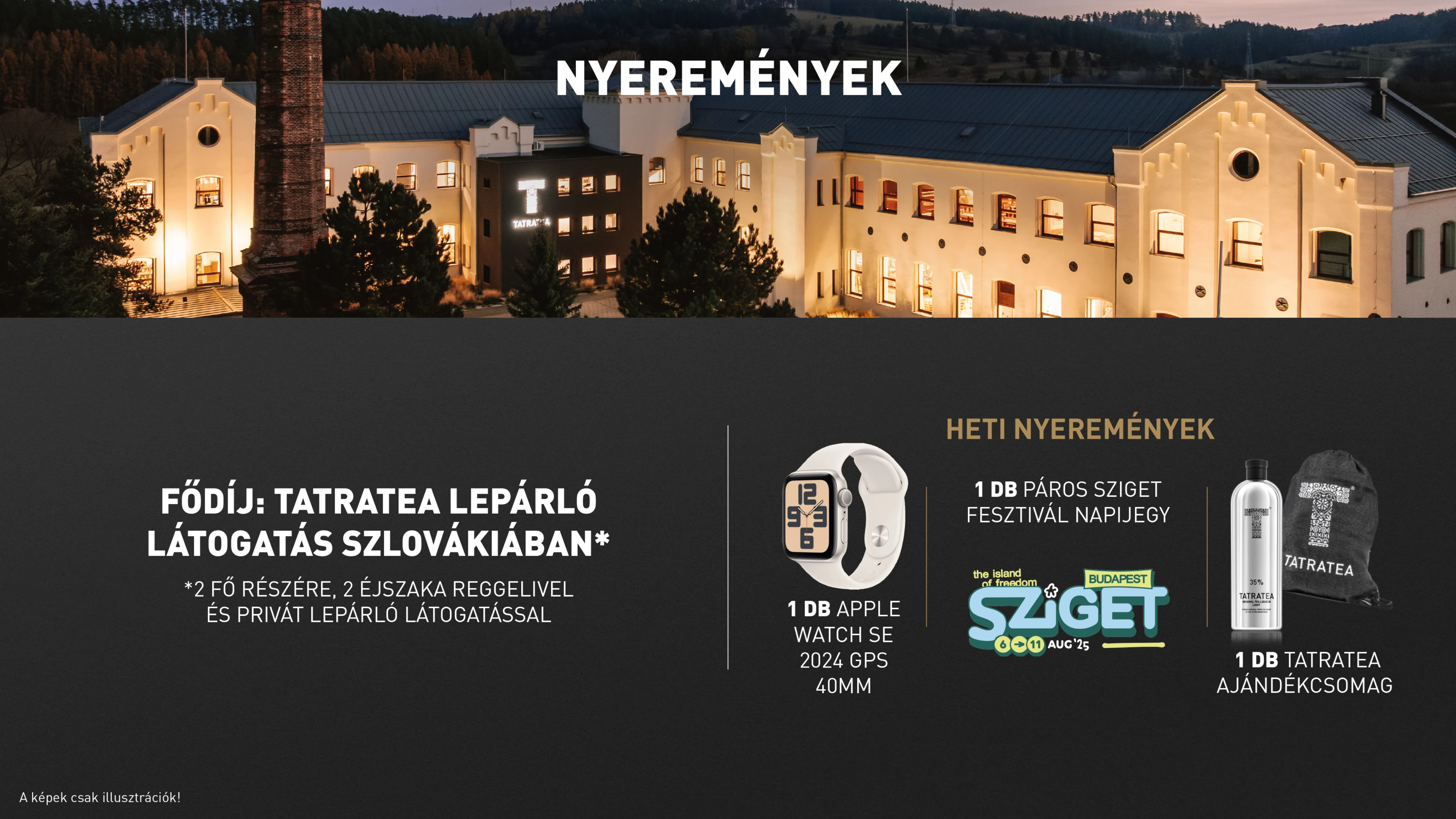 Az elérhető nyeremények plakátképe.