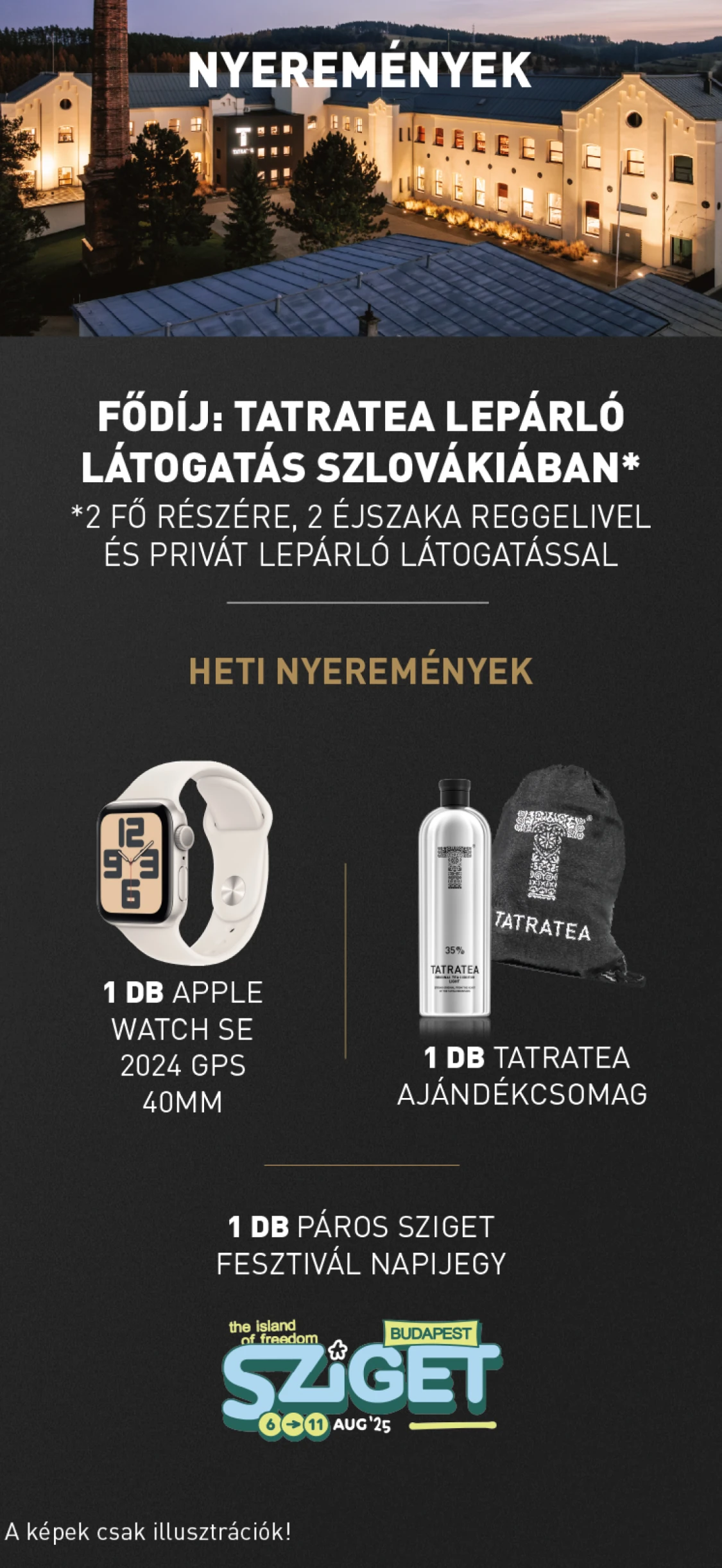 Az elérhető nyeremények plakátképe.